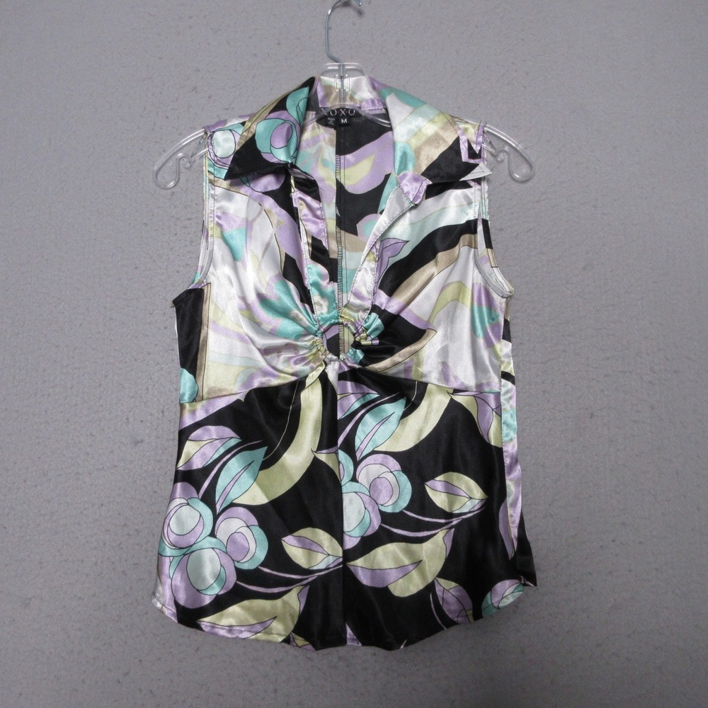 Vintage Y2K XOXO Top Colorful Psychedelic Mod Vibrant Floral Bold Made in‎ USA